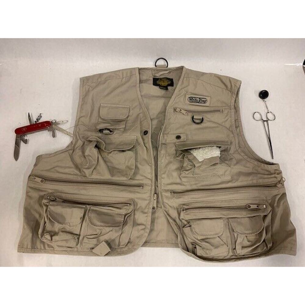 White River Fly Fishing Vest Size M and Hoffritz Swiss Army Knife + Fly Scissors